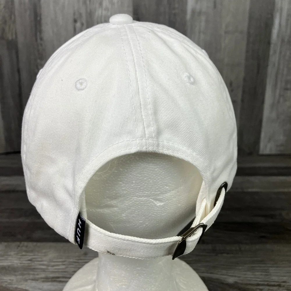 HUF Worldwide White Cotton Dad Hat Adjustable Strapback Star H Logo Cap VN114910